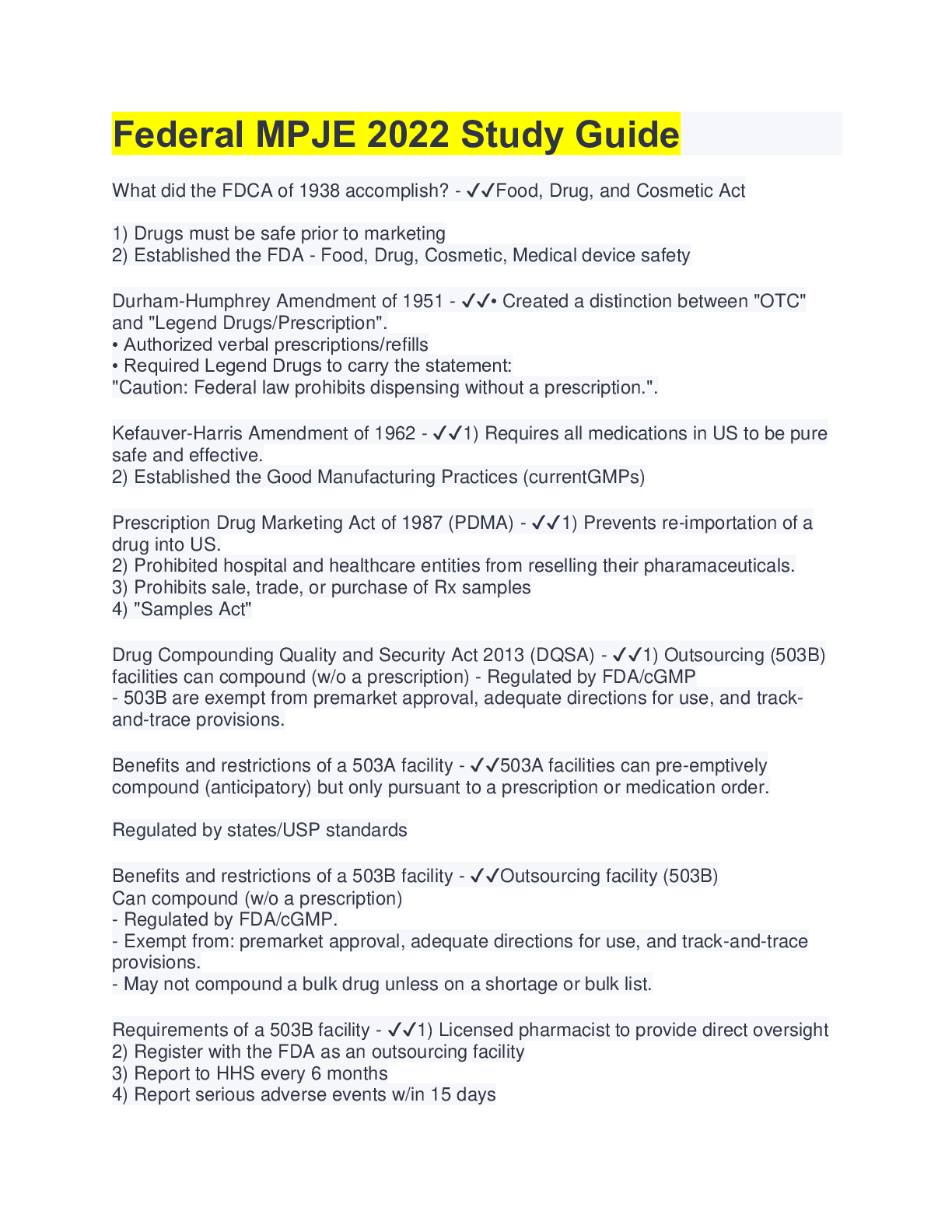 Preview image for Federal MPJE 2022 Study Guide(questions&answers)